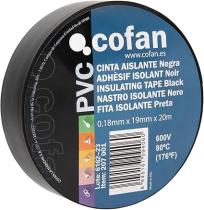 COFAN 207001 - CINTA AISLANTE 180 MICRAS NEGRA 19MMX20 METROS