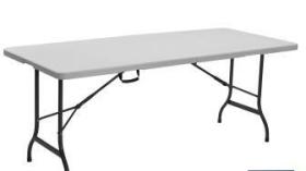 COFAN 43051041 - MESA PLEGABLE RECTANGULAR BLANCA CON BLOQUEO DE SEGURIDAD